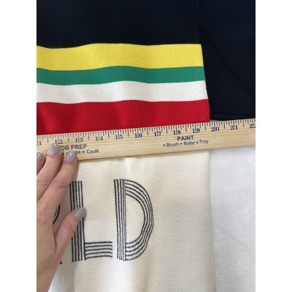 Sandro Paris Sweater Striped Slogan World Lovers Size 1/S US Multicolor Pullover - Picture 7 of 16
